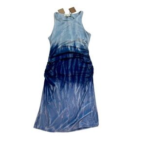 River + Sky Hand Tie Dye Blue Gradient Midi Dress with Bra